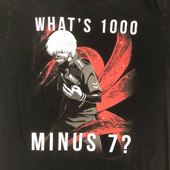 Tokyo Ghoul what’s 1000 minus 7? Anime Mens/unisex black t shirt size medium - Picture 2 of 10